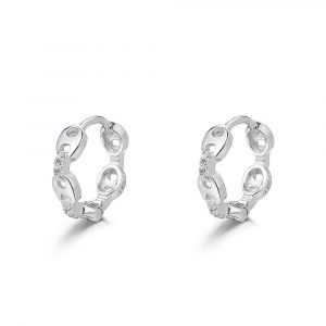 Pendiente de plata rodiado aro con calabrotes 14 mm