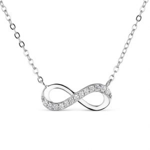 Colgante con cadena de plata rodiado infinito con circonitas de 20 mm 38 + 5 cm