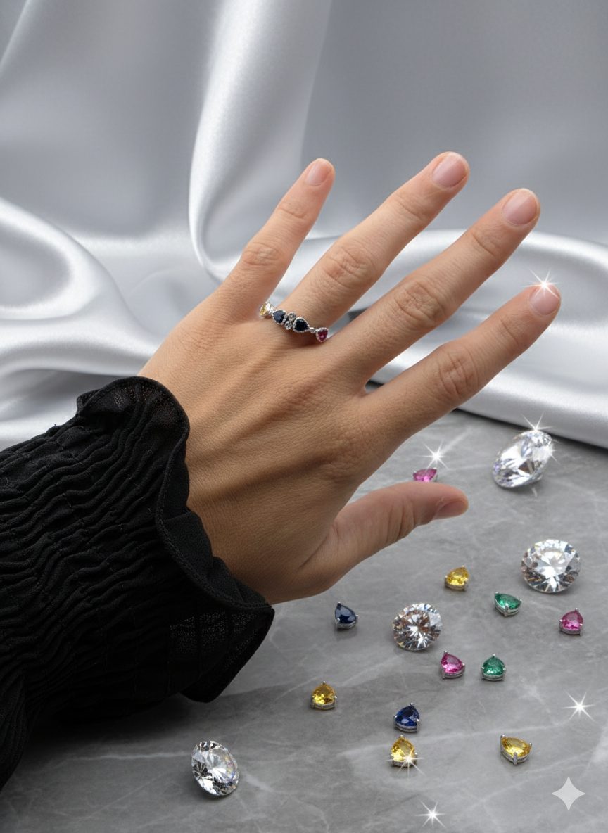 Anillo de Plata Rana con Ojos Azules de Efecto Óptico