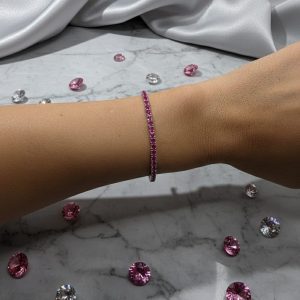 Pulsera Riviera de plata con circonitas fucsias y cierre de cajón
