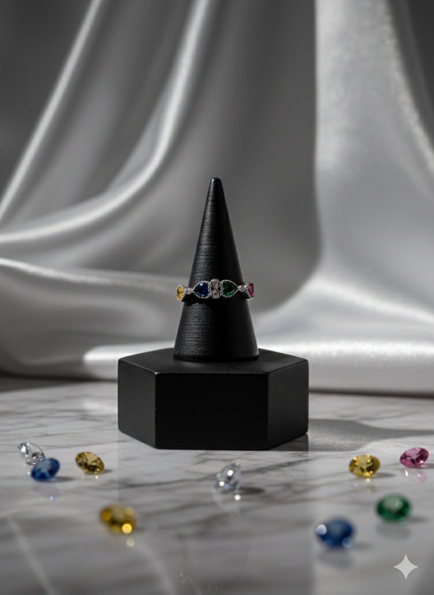 Anillo de Plata con Corazones de Circonita