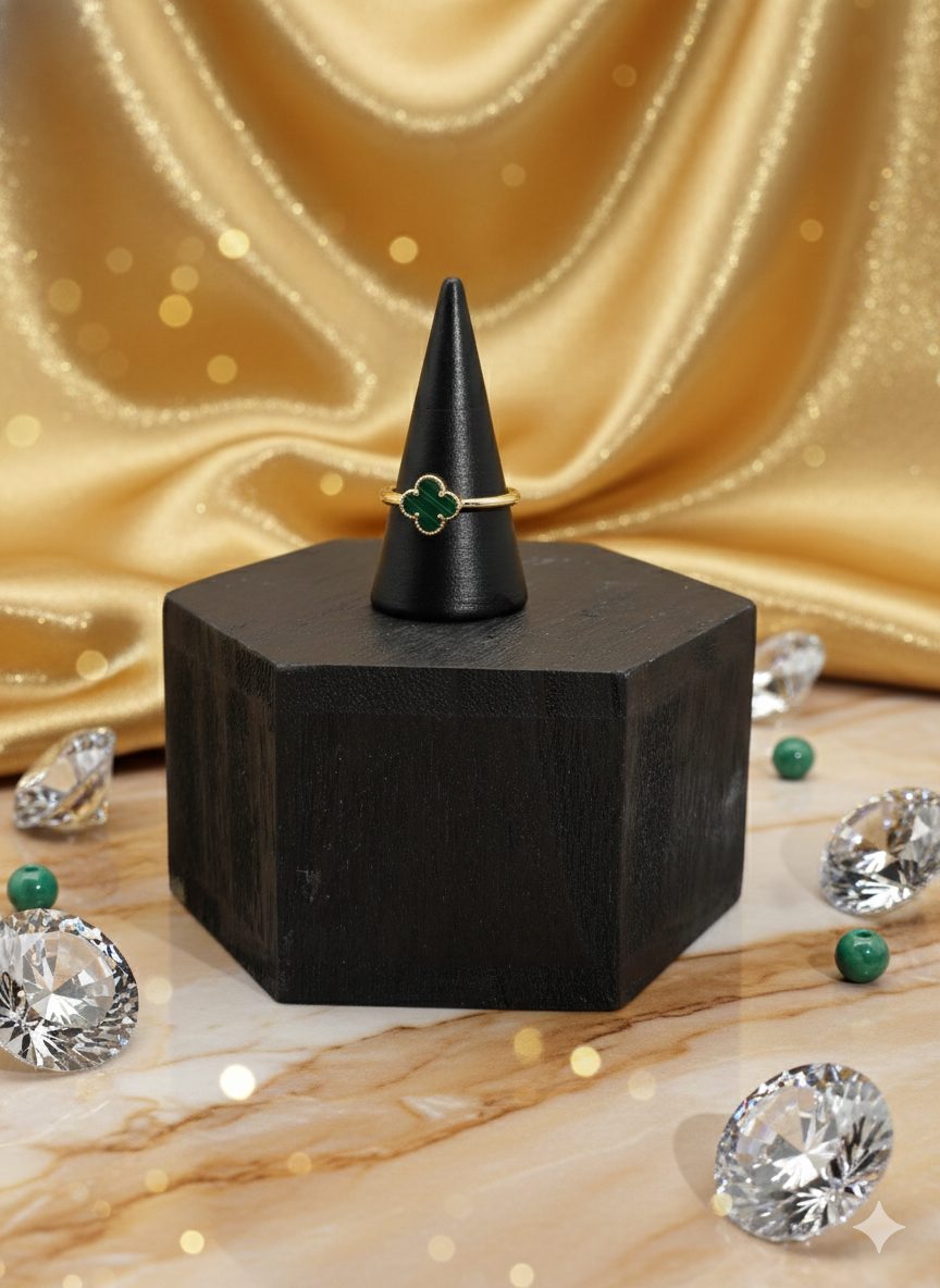 anillo plata dorada van cleef con piedra malaquita s