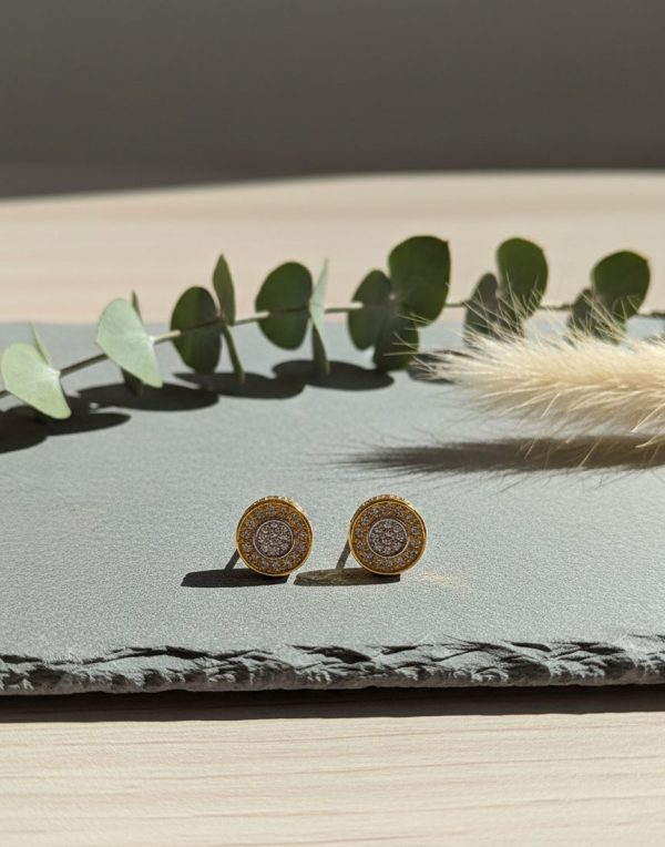 Pendientes redondos planos con circonitas