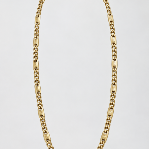 Cadena Fígaro con Eslabones Estilo Versace de Oro 18K – 62 cm