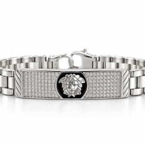 Pulsera de Plata Estilo Reloj con Circonitas y Medusa