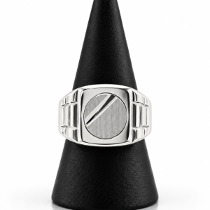 Anillo de Plata Sello Redondo Estilo Reloj – Talla: 28
