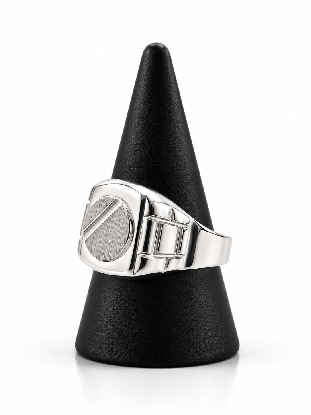 Anillo de Plata Sello Redondo Estilo Reloj – Talla: 28