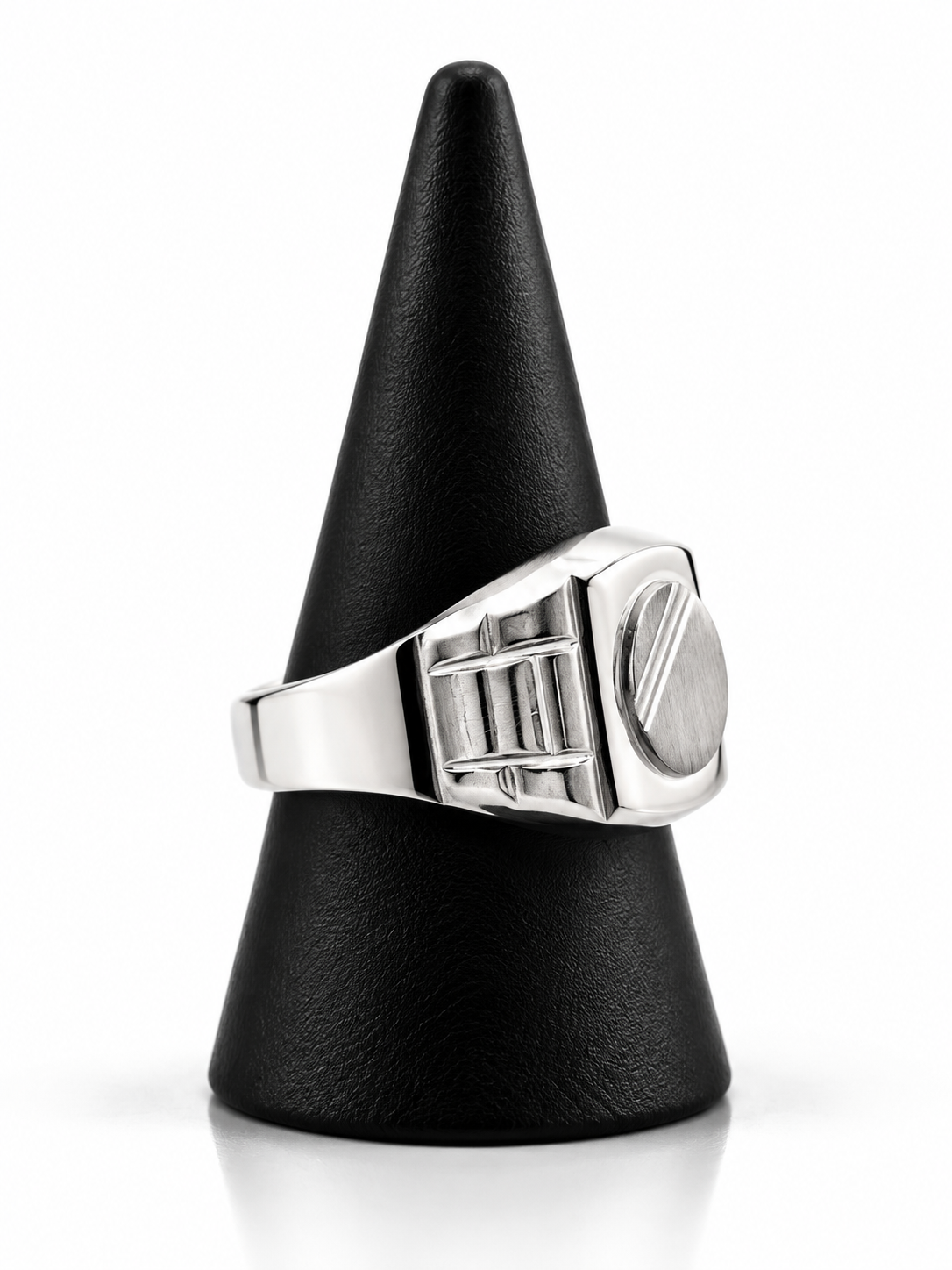 Anillo de Plata Sello Redondo Estilo Reloj – Talla: 28