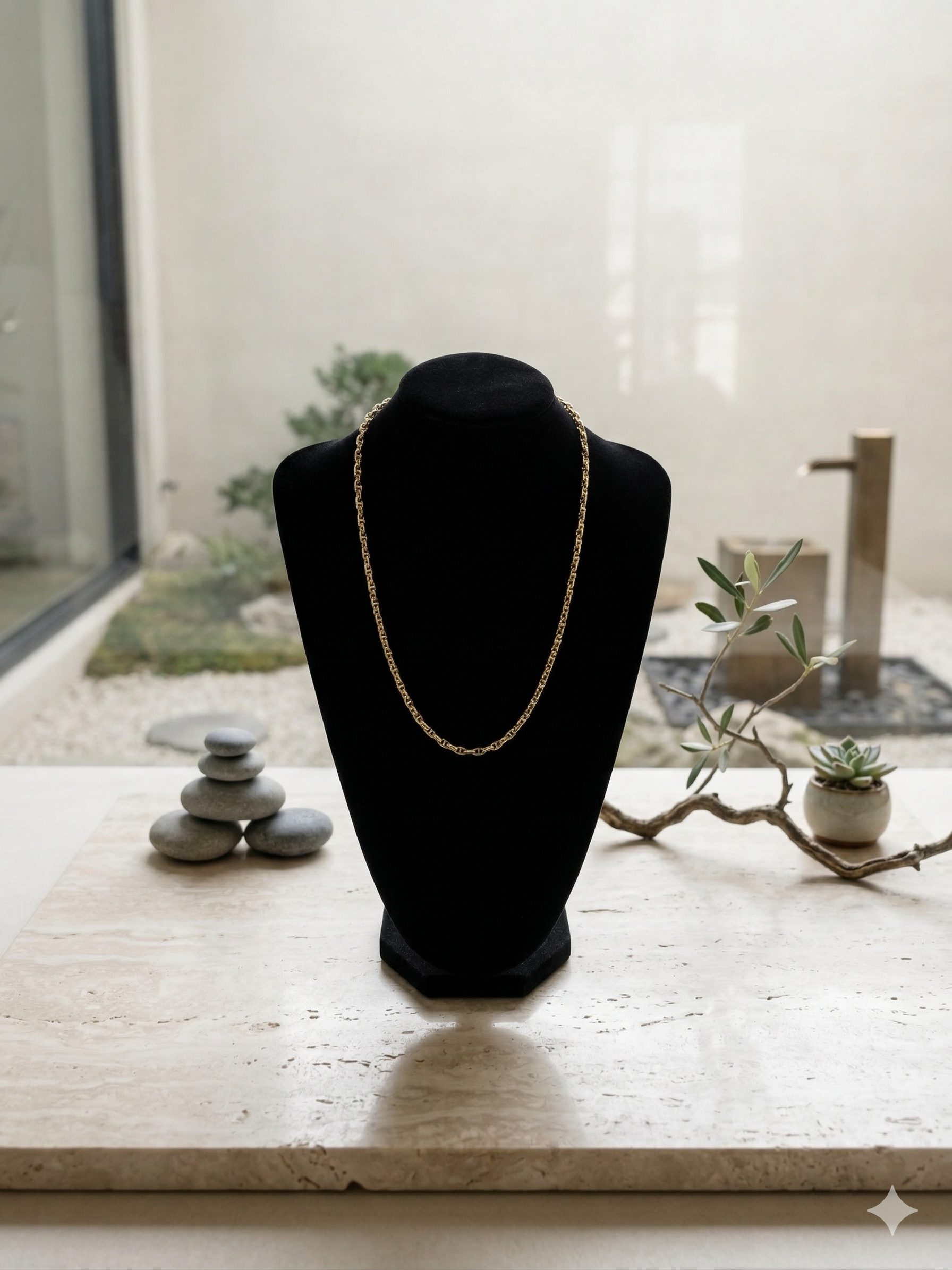 Cadena Rolo de Oro 18K con Detalle en Oro Blanco 60 cm | Grosor 3 mm | Peso 14,22 g