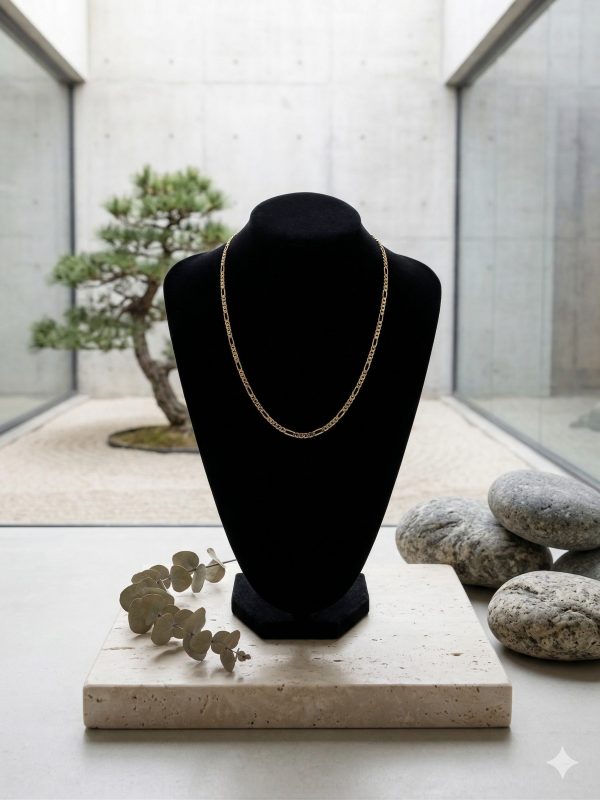 cadena figaro con ancla de barco 47cm 3mm