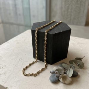 Cadena Rolo de Oro 18K con Detalle en Oro Blanco 60 cm | Grosor 3 mm | Peso 14,22 g