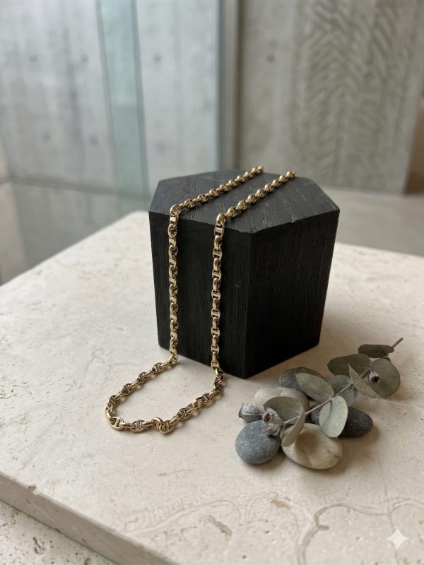 Cadena Rolo de Oro 18K con Detalle en Oro Blanco 60 cm | Grosor 3 mm | Peso 14,22 g