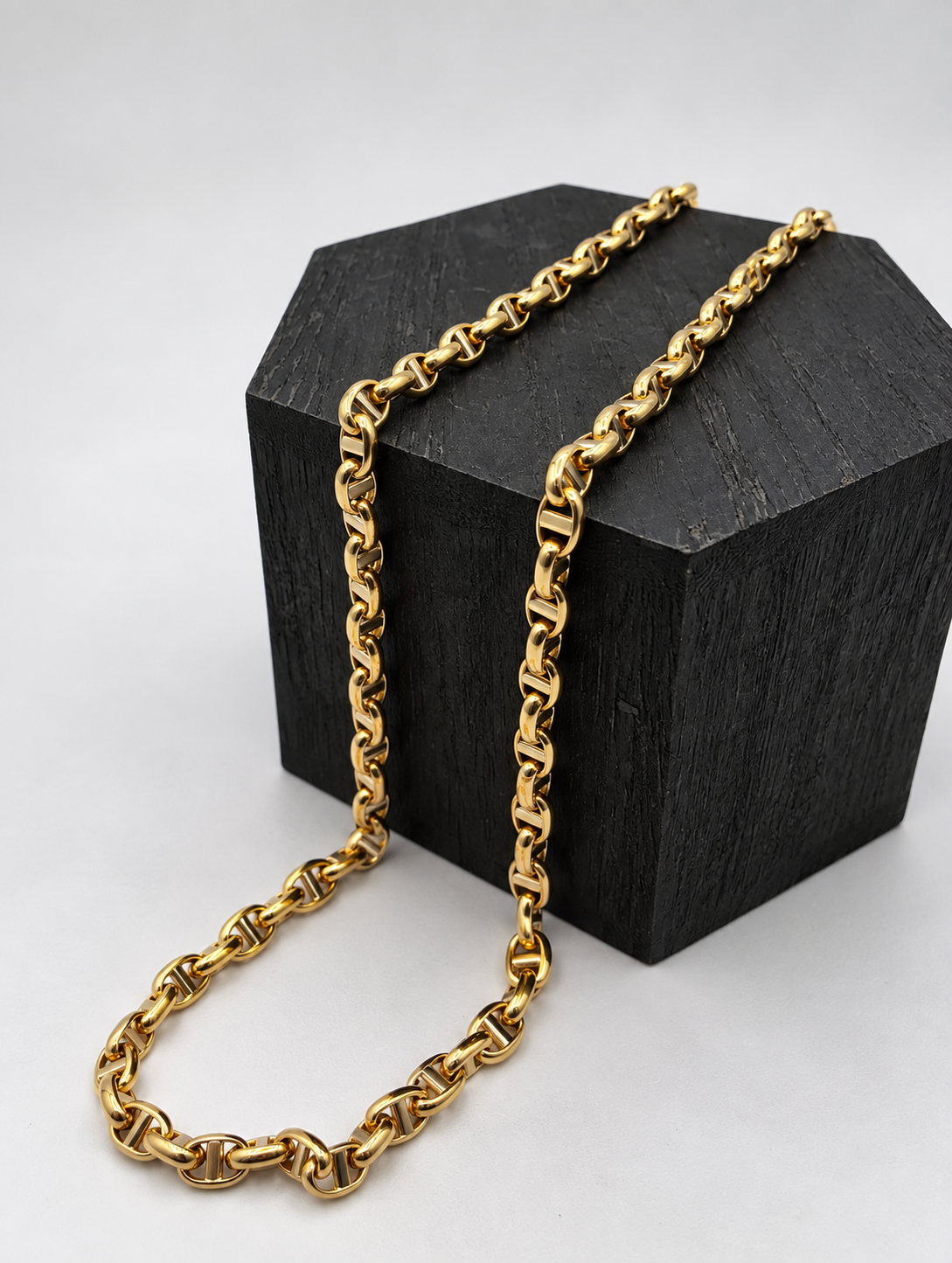 Cadena rolo de oro 18K con detalle en oro blanco 60 cm | Grosor 3 mm | Peso 14,22 g