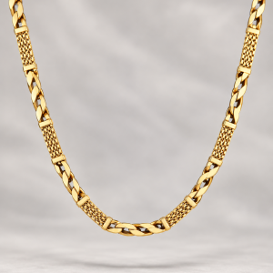 Cadena Fantasía Cubana de Oro 18K con Tramos Diferenciados 44 cm | Grosor 5 mm | Peso 16,8 g