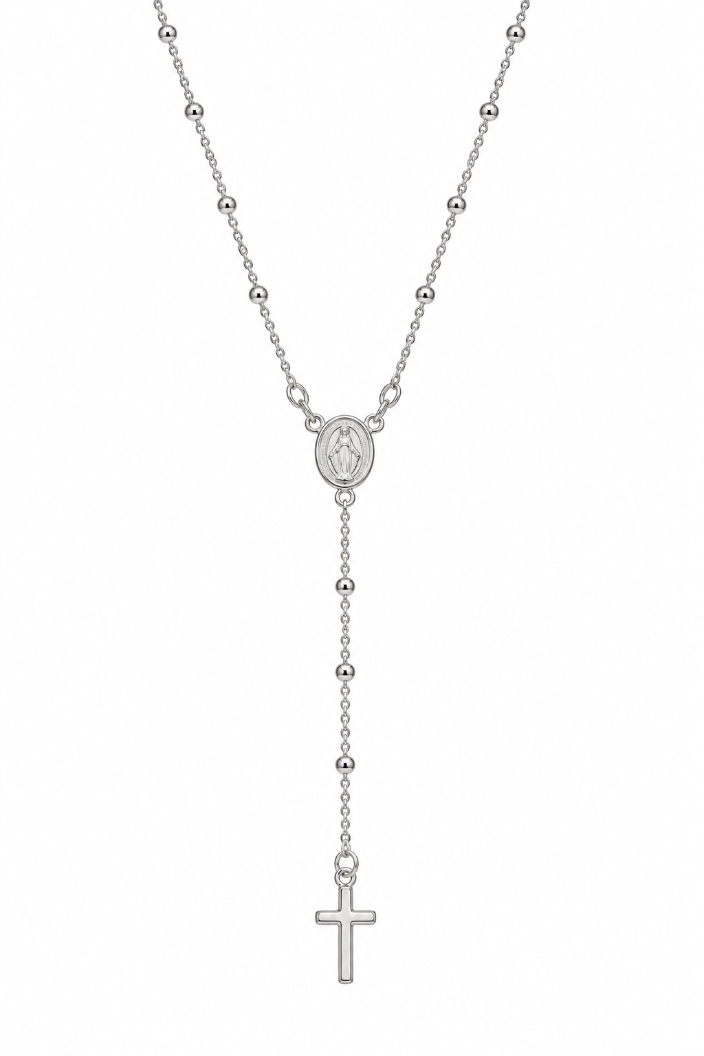 Rosario de Plata 60 cm con Bolas de 2 mm – Diseño Fino y Delicado (4,14 g)
