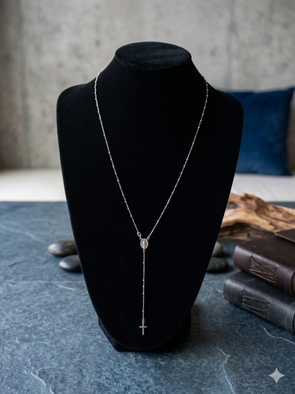 Rosario de Plata 60 cm con Bolas de 2 mm – Diseño Fino y Delicado (4,14 g)