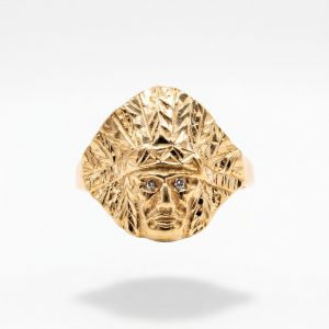 Anillo Cara de Indio en Oro 18K | Talla 22