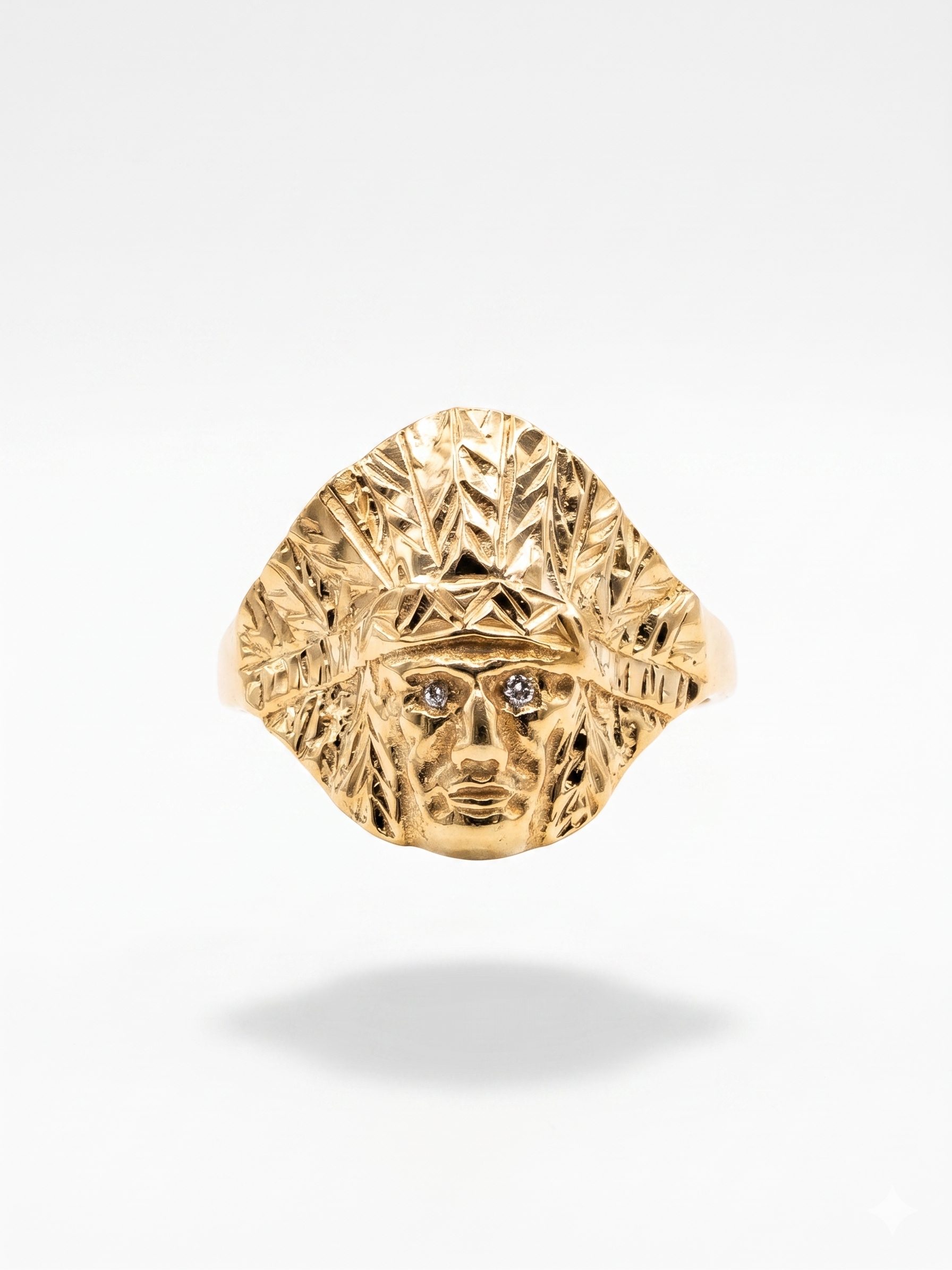 Anillo Cara de Indio en Oro 18K | Talla 22