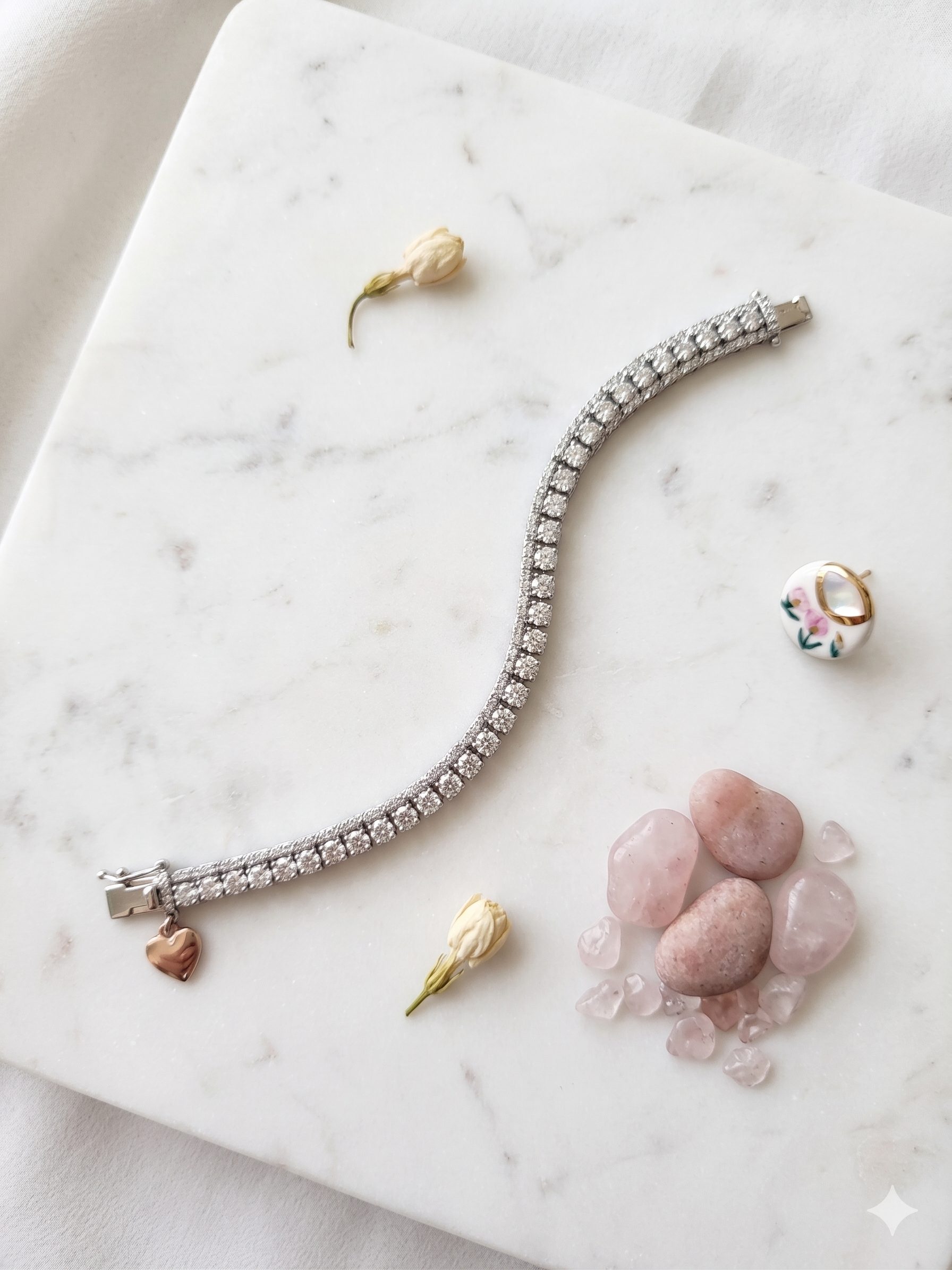Pulsera de Oro Blanco con Diamantes de 18K