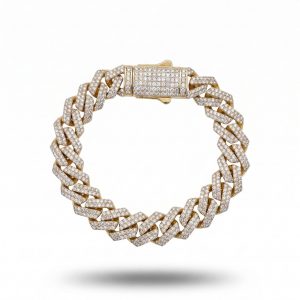 Pulsera Cubana con Circonitas en Oro 18K