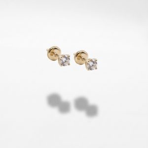 Pendientes Bebé con Mini Circonita en Oro 18K | Joyas Delicadas y Elegantes