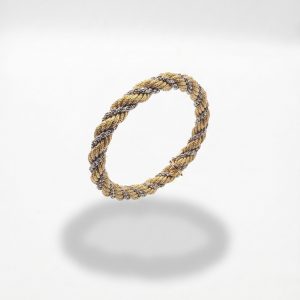 Pulsera Cordón Entrelazada en Oro Blanco y Oro Dorado 18K