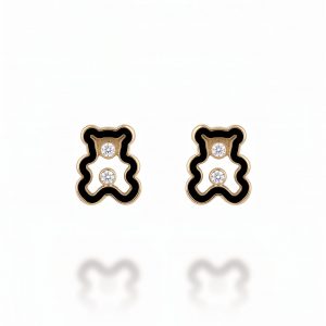 Pendiente Osito con Circonitas Flotantes en Oro 18K | Diseño Original y Delicado