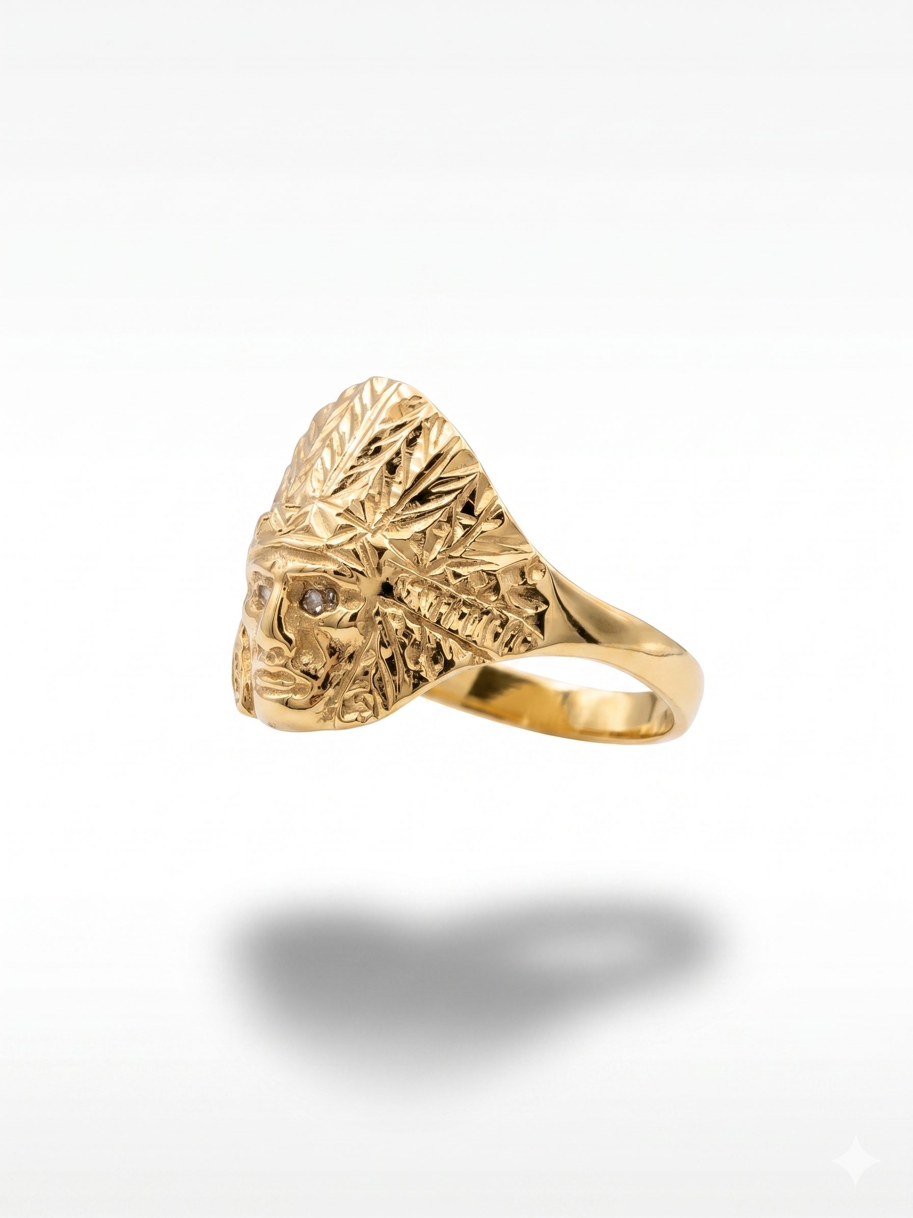 Anillo Cara de Indio en Oro 18K | Talla 22
