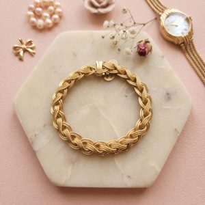 Pulsera de Oro Entrelazada Adiamantada de 18K
