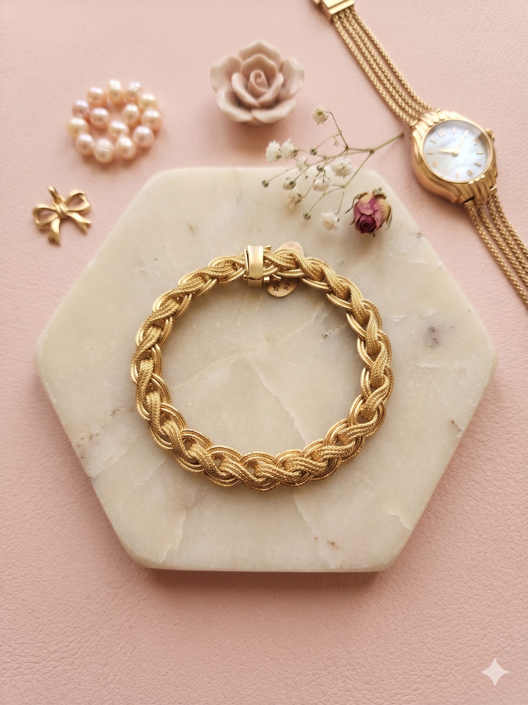 Pulsera de Oro Entrelazada Adiamantada de 18K