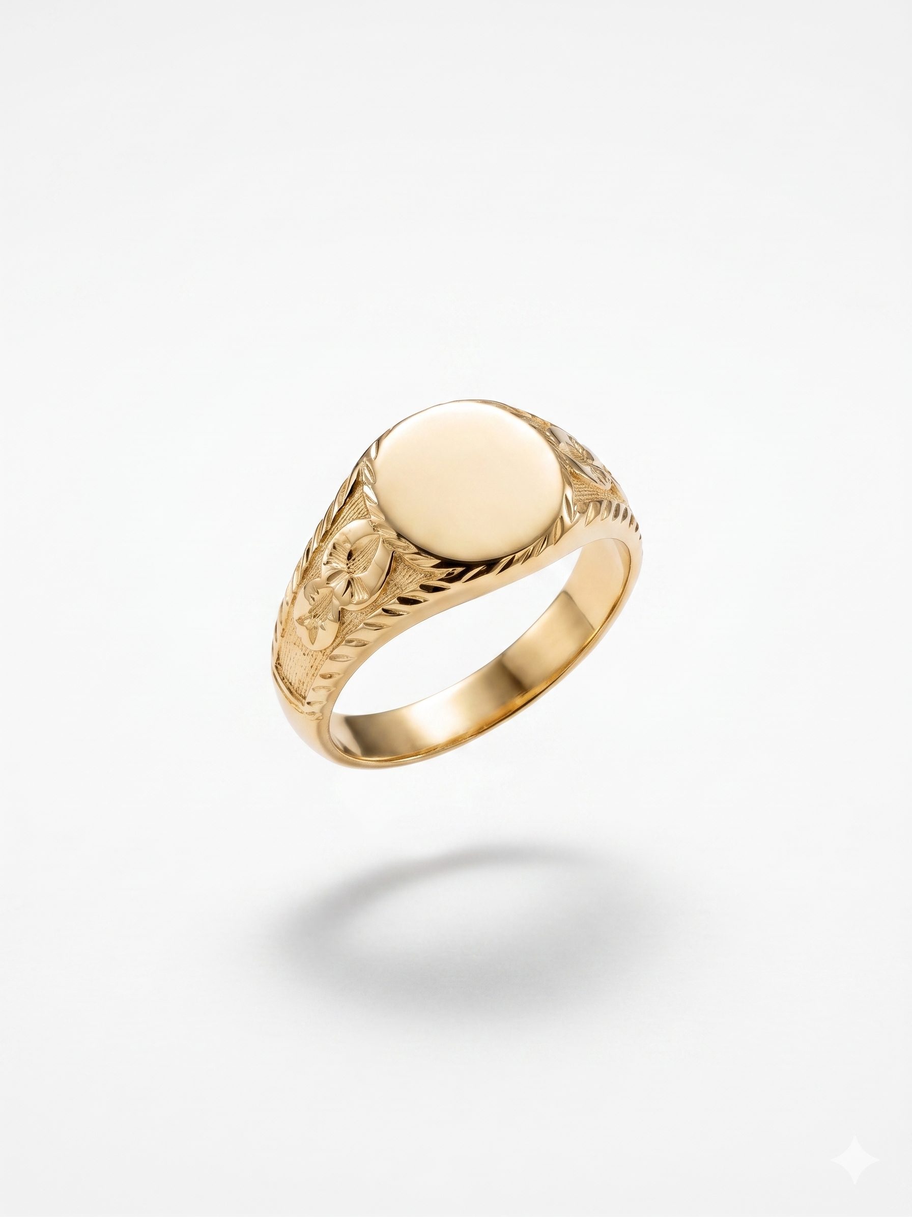 Anillo Mini Sello Redondo en Oro 18K | Talla 17