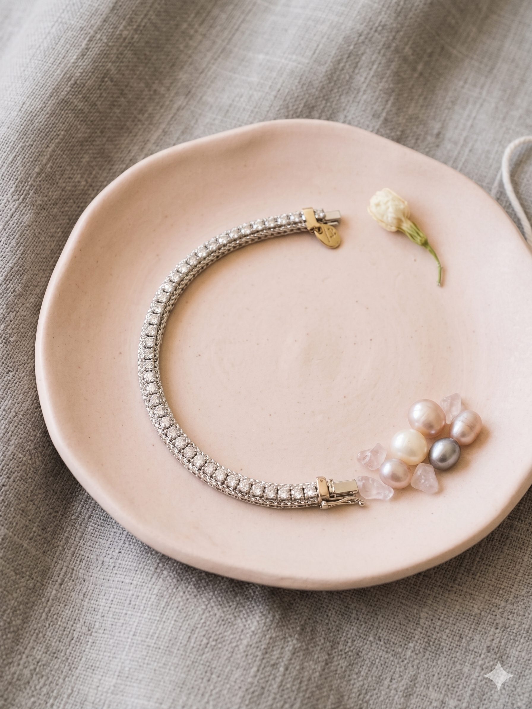 Pulsera de Oro Blanco con Diamantes de 18K