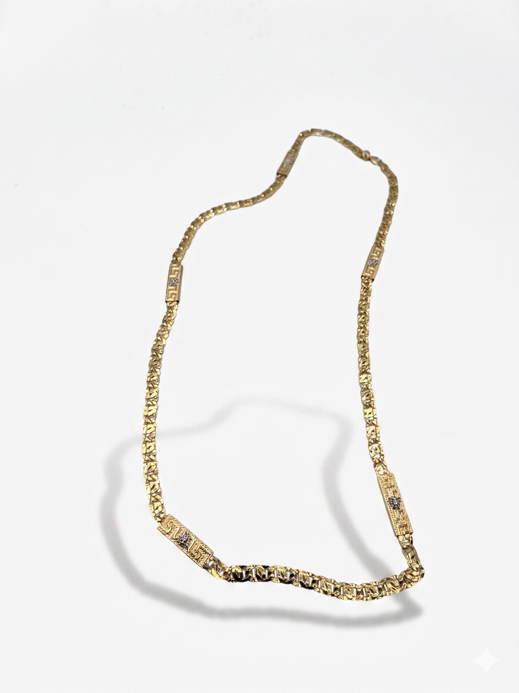 Cadena Barbada con Eslabones Estilo Versace en Oro 18K