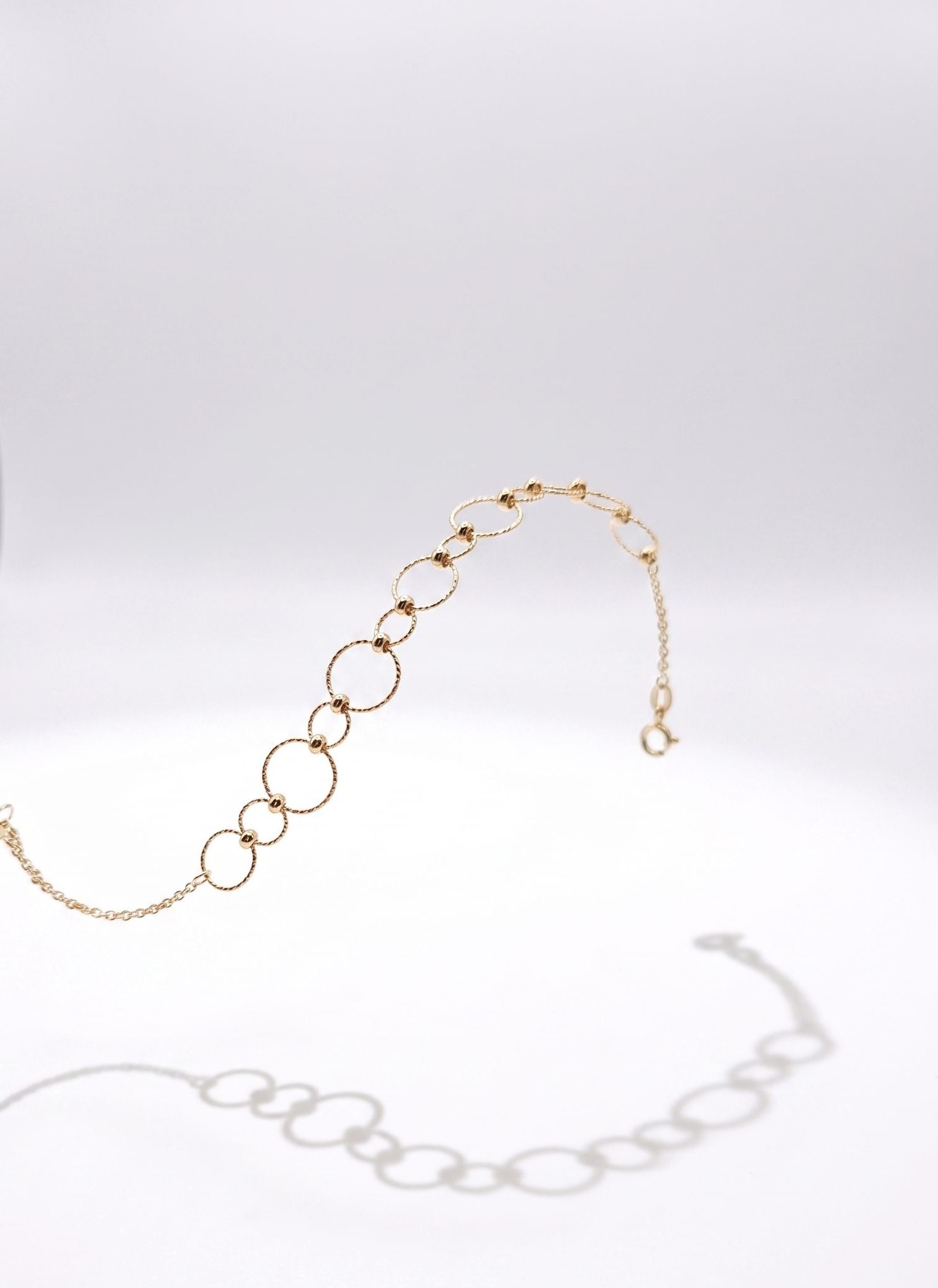 Pulsera Rolo Redondas Adiamantadas Fantasía en Oro 18K