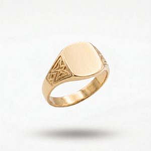 Anillo Mini Sello Cuadrado en Oro 18K | Talla 19