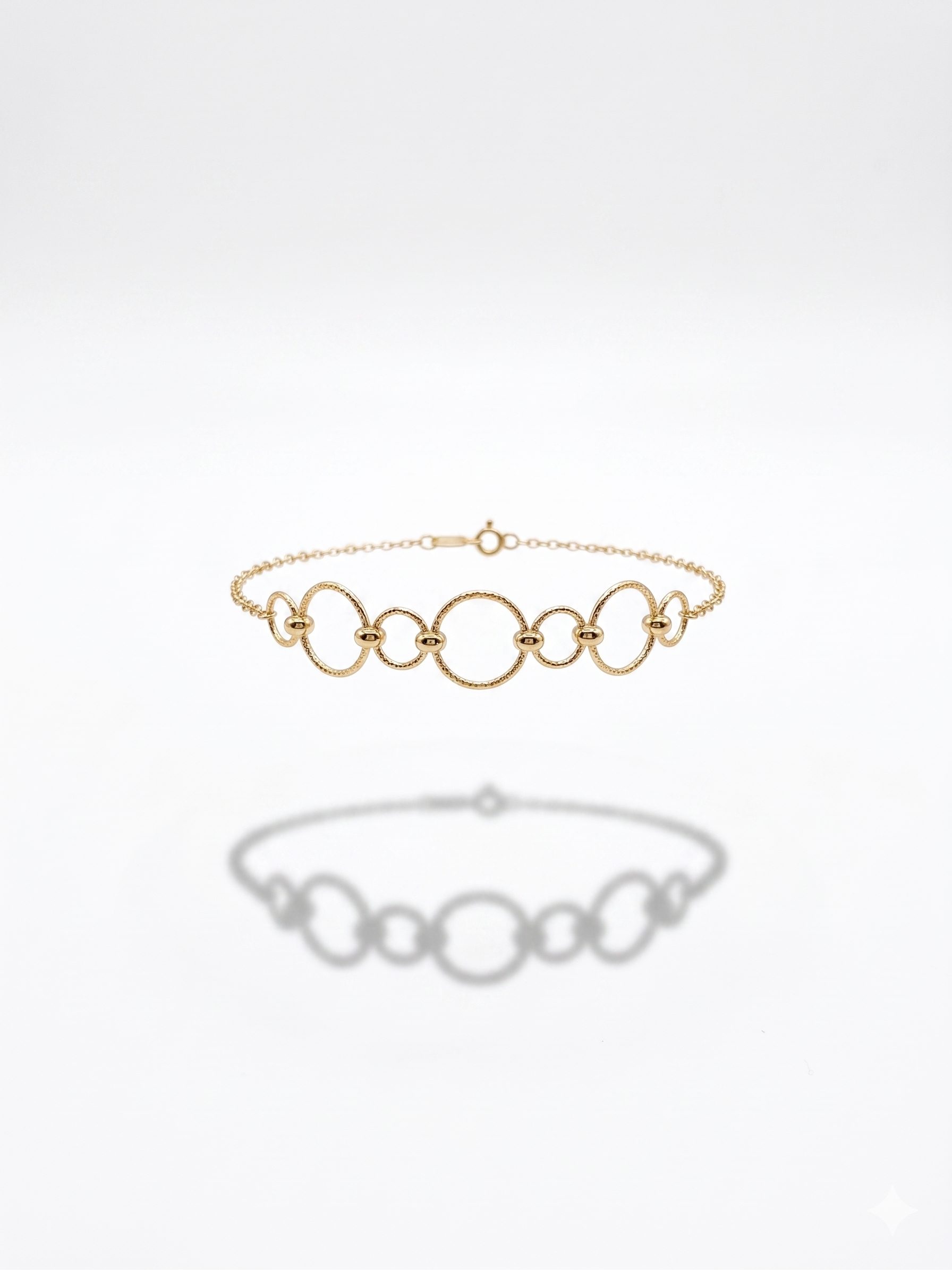 Pulsera Rolo Redondas Adiamantadas Fantasía en Oro 18K