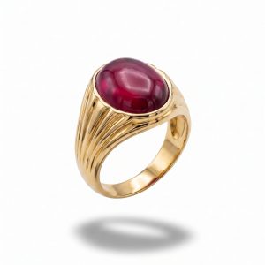 Anillo Sello con Rubí | Talla 18 | Elegancia Clásica y Distinción