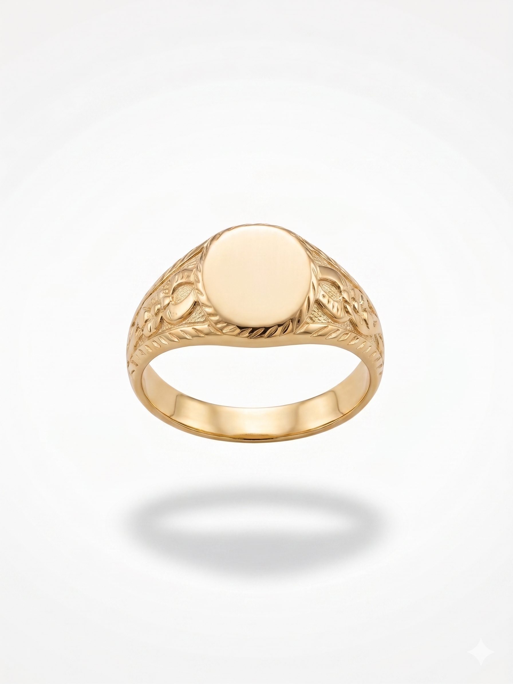 Anillo Mini Sello Redondo en Oro 18K | Talla 17