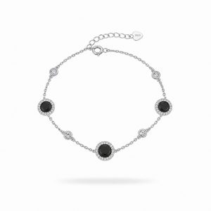 Pulsera Rolo de Plata con Ónix y Circonitas