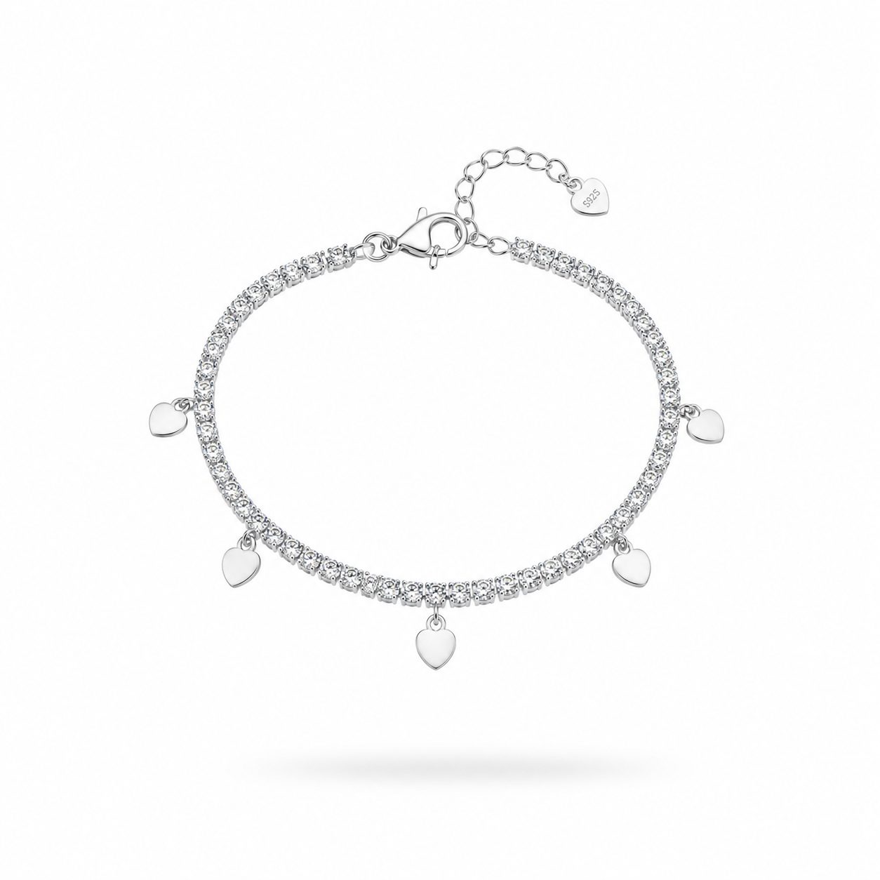 Pulsera Riviera con Corazones Colgantes