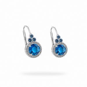 Pendientes Colgantes con Circonitas Azules y Blancas