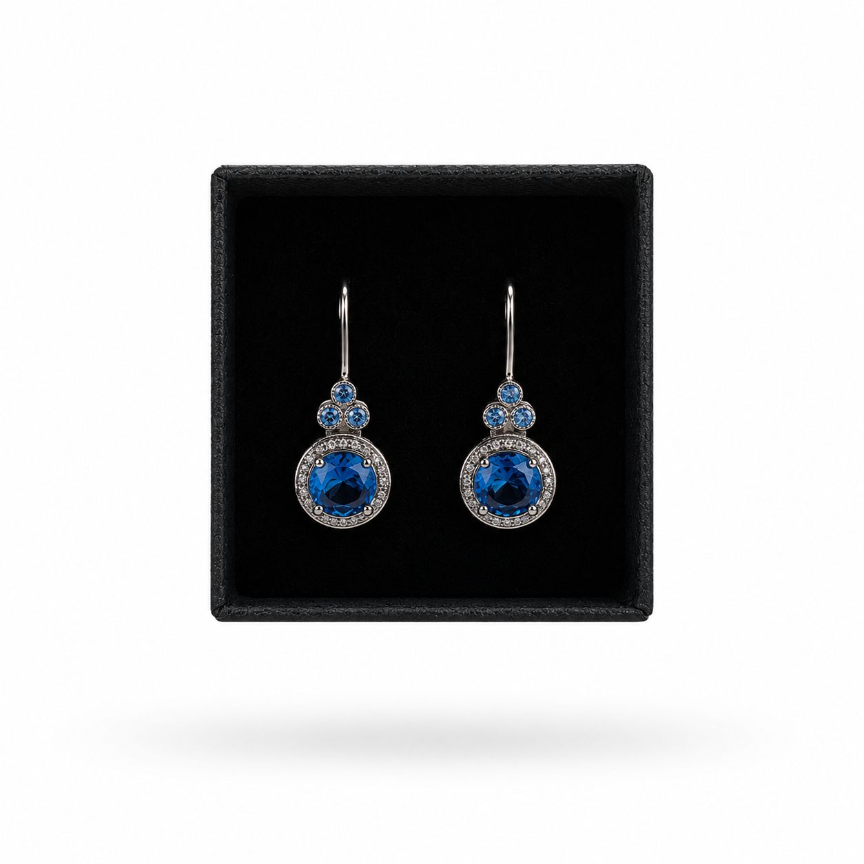 Pendientes Colgantes con Circonitas Azules y Blancas
