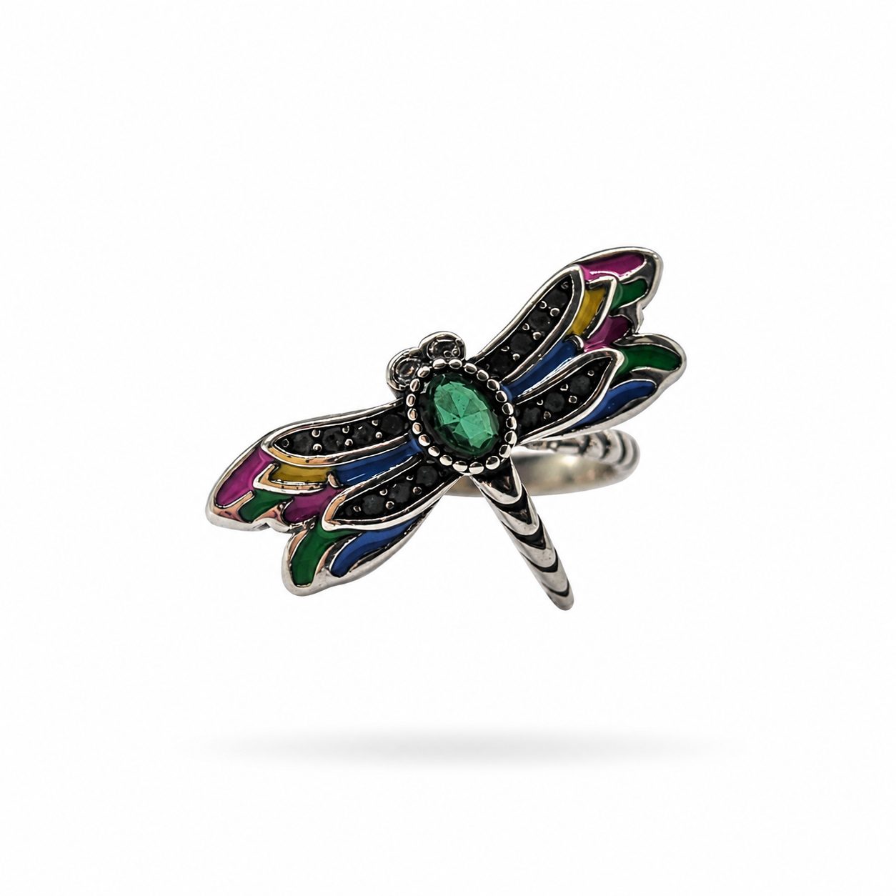 Anillo Libélula con Esmalte de Colores y Circonitas