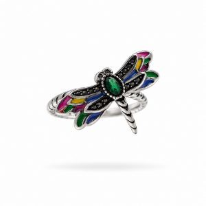 Anillo Libélula con Esmalte de Colores y Circonitas