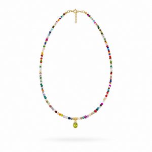 Collar de Piedras Semipreciosas Multicolor con Circonita Verde