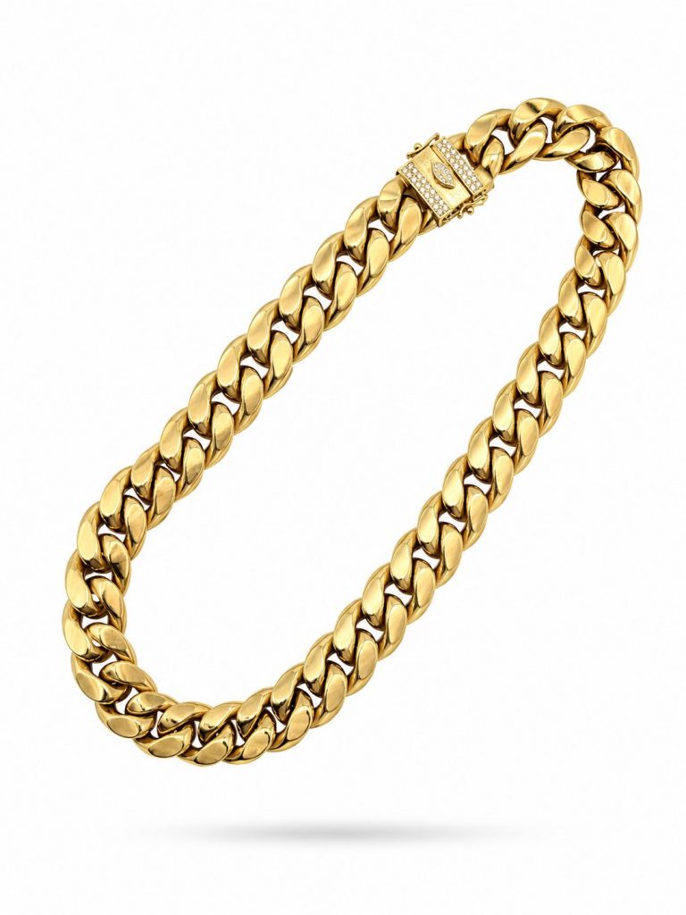 Cadena Cubana de Oro de 18K con Cierre de Circonitas – 60,05g