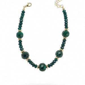 Pulsera de Plata Chapada en Oro con Esmeraldas Naturales