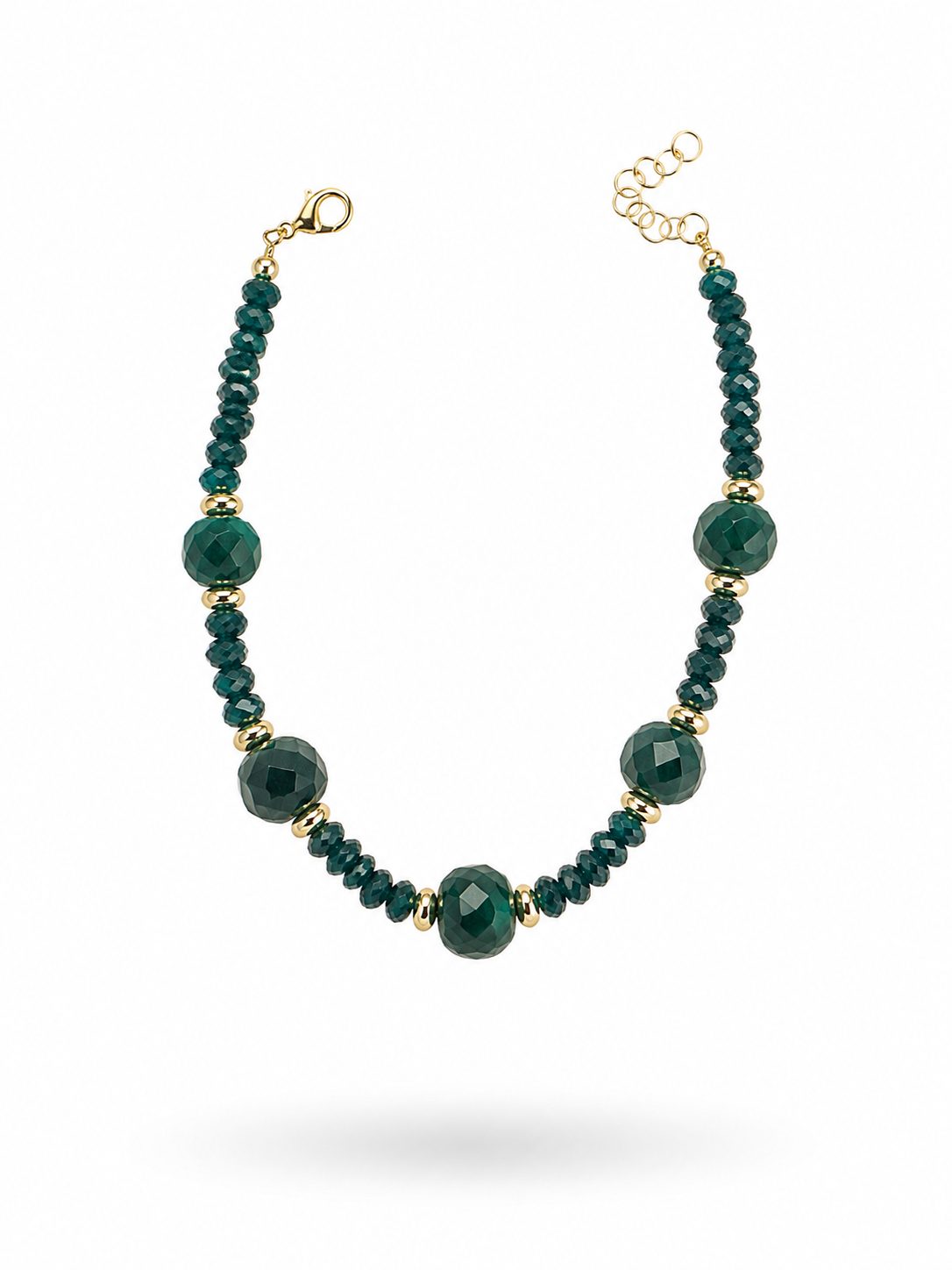 Pulsera de Plata Chapada en Oro con Esmeraldas Naturales