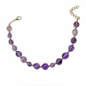 Pulsera de Plata Chapada en Oro con Amatistas Naturales