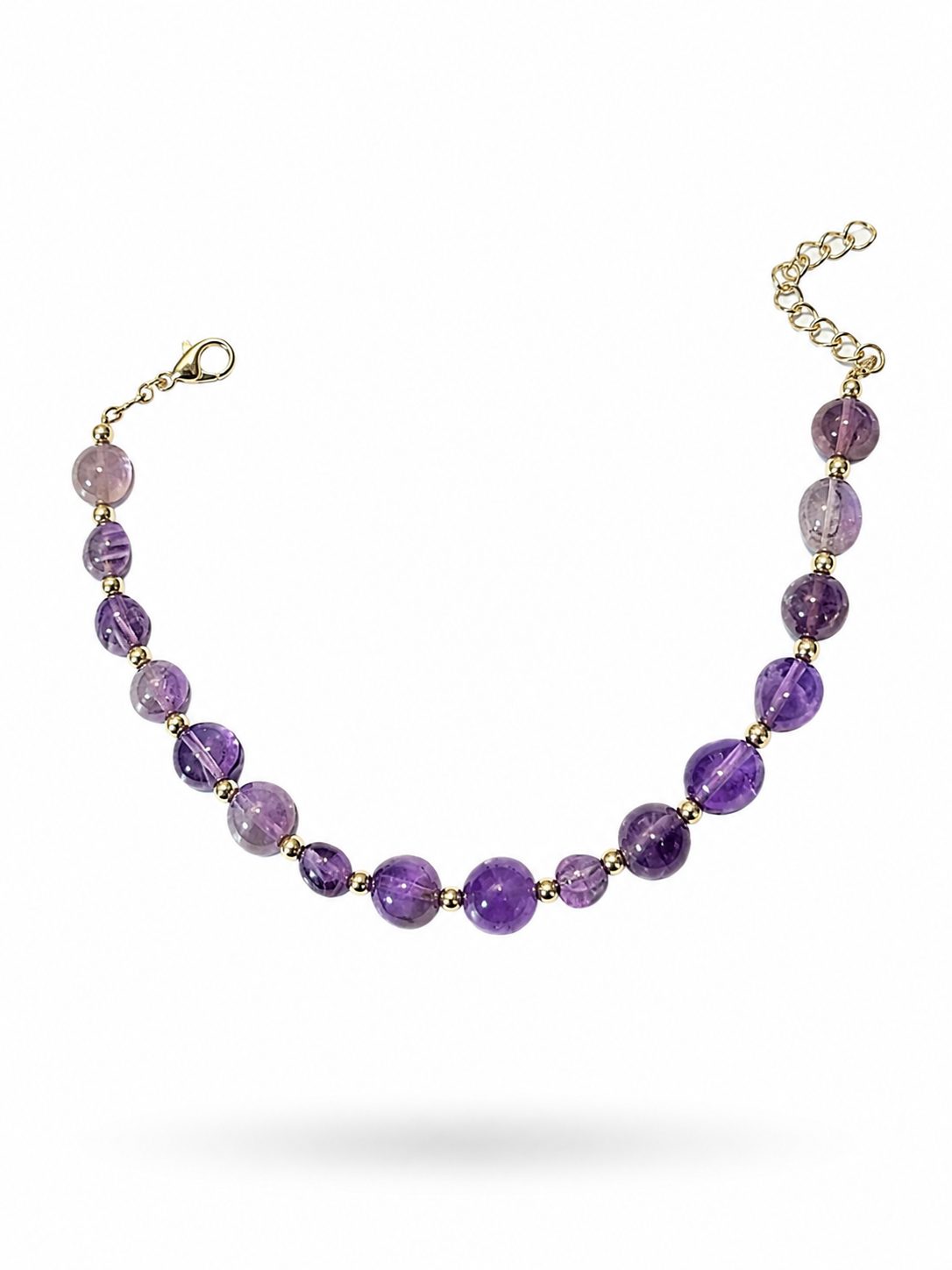 Pulsera de Plata Chapada en Oro con Amatistas Naturales